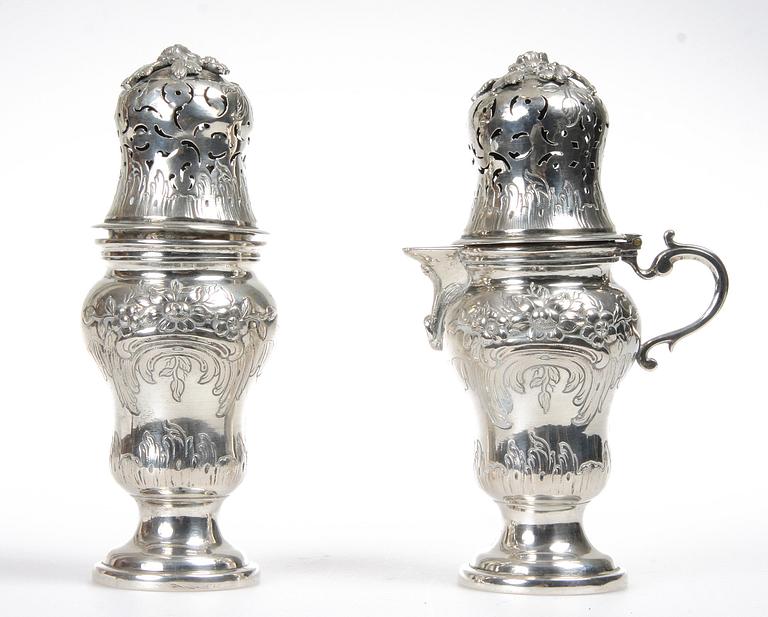 SOCKERRUSKOR, 2 st, silver, 1800-tal.