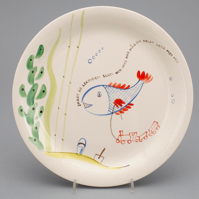 STIG LINDBERG, tallrikar, 12 st, "Löja", Gustavsberg 1948-62.