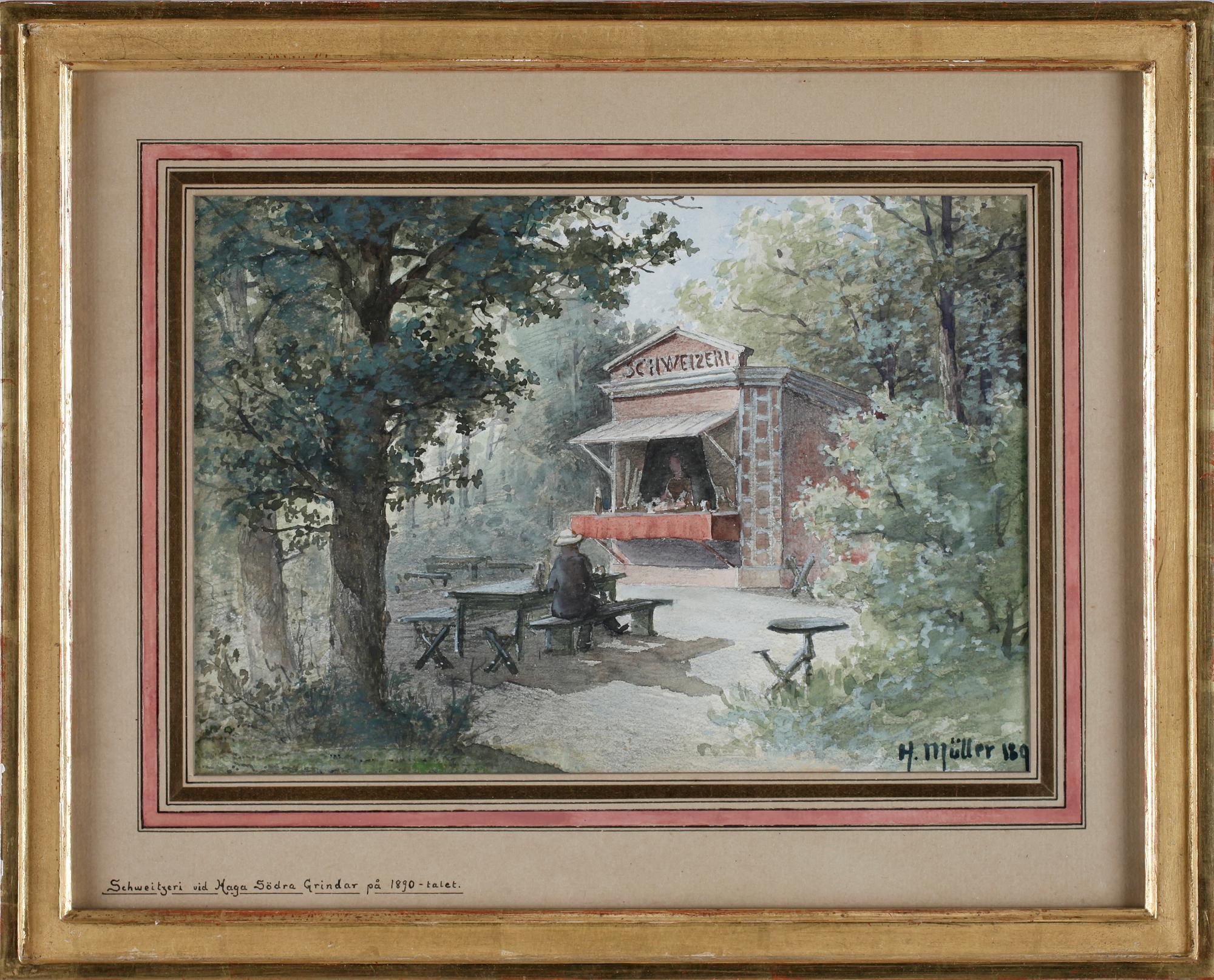 HERMAN MÜLLER, akvarell, sign o dat 189?.