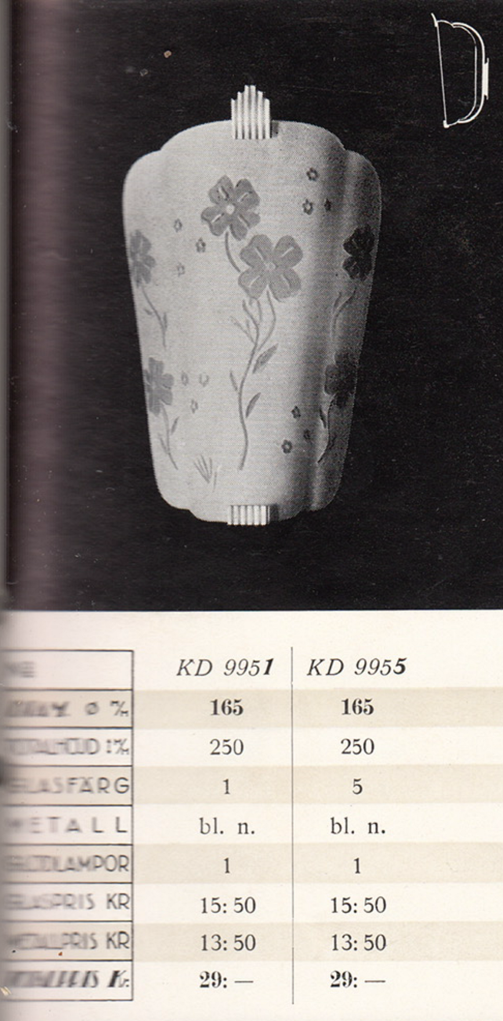 Fritz Kurz, a wall sconce model "KD 995/1", Orrefors 1940s.