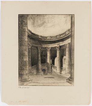 WOLTER GAHN/ISAC GUSTAF CLAESSON, teckning, ritningar, förslag till annex Riksdagshuset Stockholm, Mynttorget.