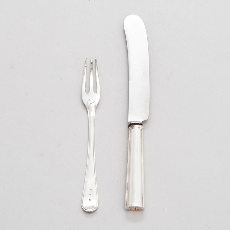 Johann Gottfried Möring, knivar och gafflar, 18 st, silver, Reval 1790-1818.