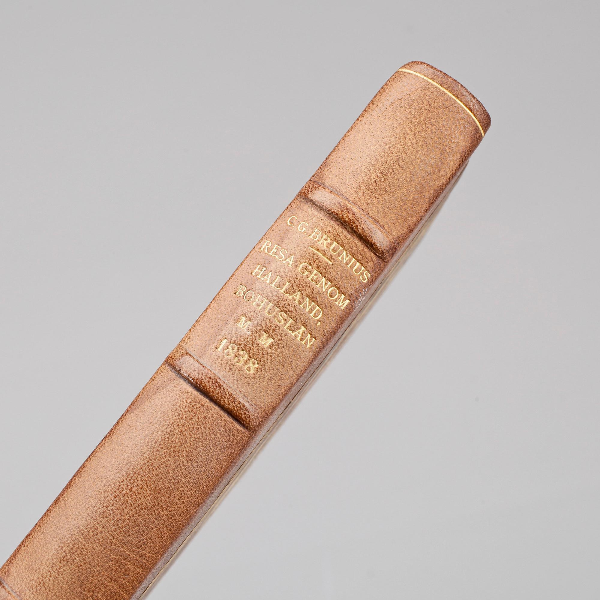 BOK, "Antiqvarisk... resa genom Halland, Bohuslän..." av C.G. Brunius, Lund 1839.