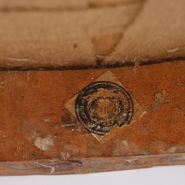 A pair of Gustavian armchairs by J E Höglander (1777-1813).