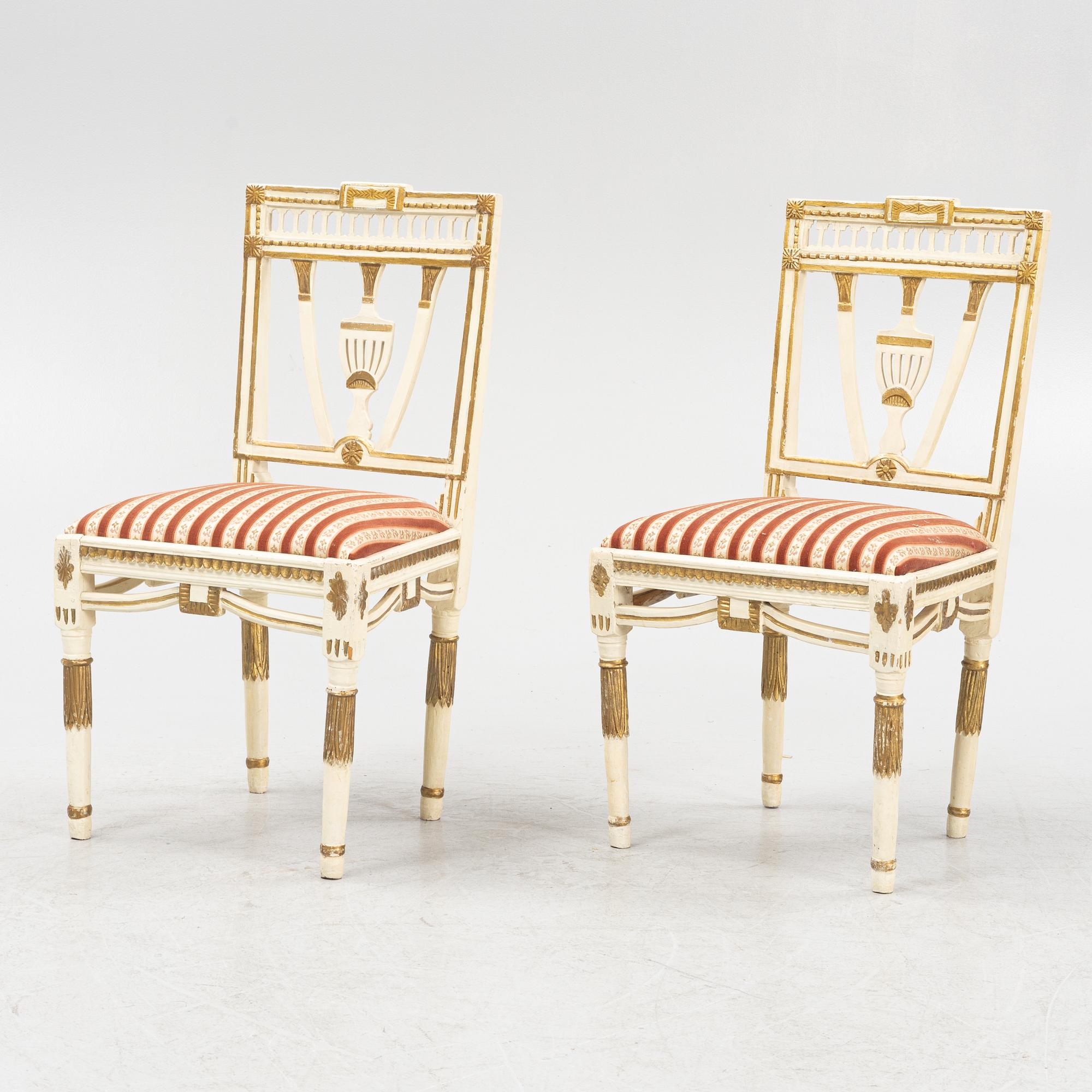 Stolar, 5 st, sengustavianska, 1800-talets början.