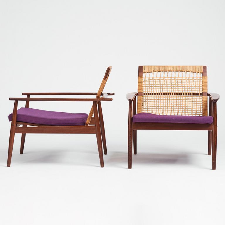 Hans Olsen, a pair of model '519' easy chairs, Juul Kristensen, Denmark, 1950's.