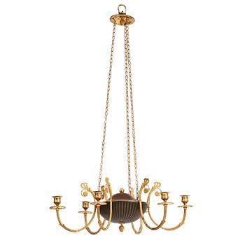 A late Gustavian early 19th century six-light hanging-lamp.