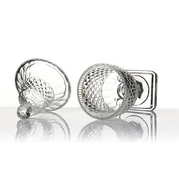 A set of two cut glass jars with covers, Anglo/Irish, 19th Century.