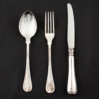 BESTICK, 36 delar, silver, "Gammal fransk", GAB, Eskilstuna, 1900-talets fjärde kvartal.
