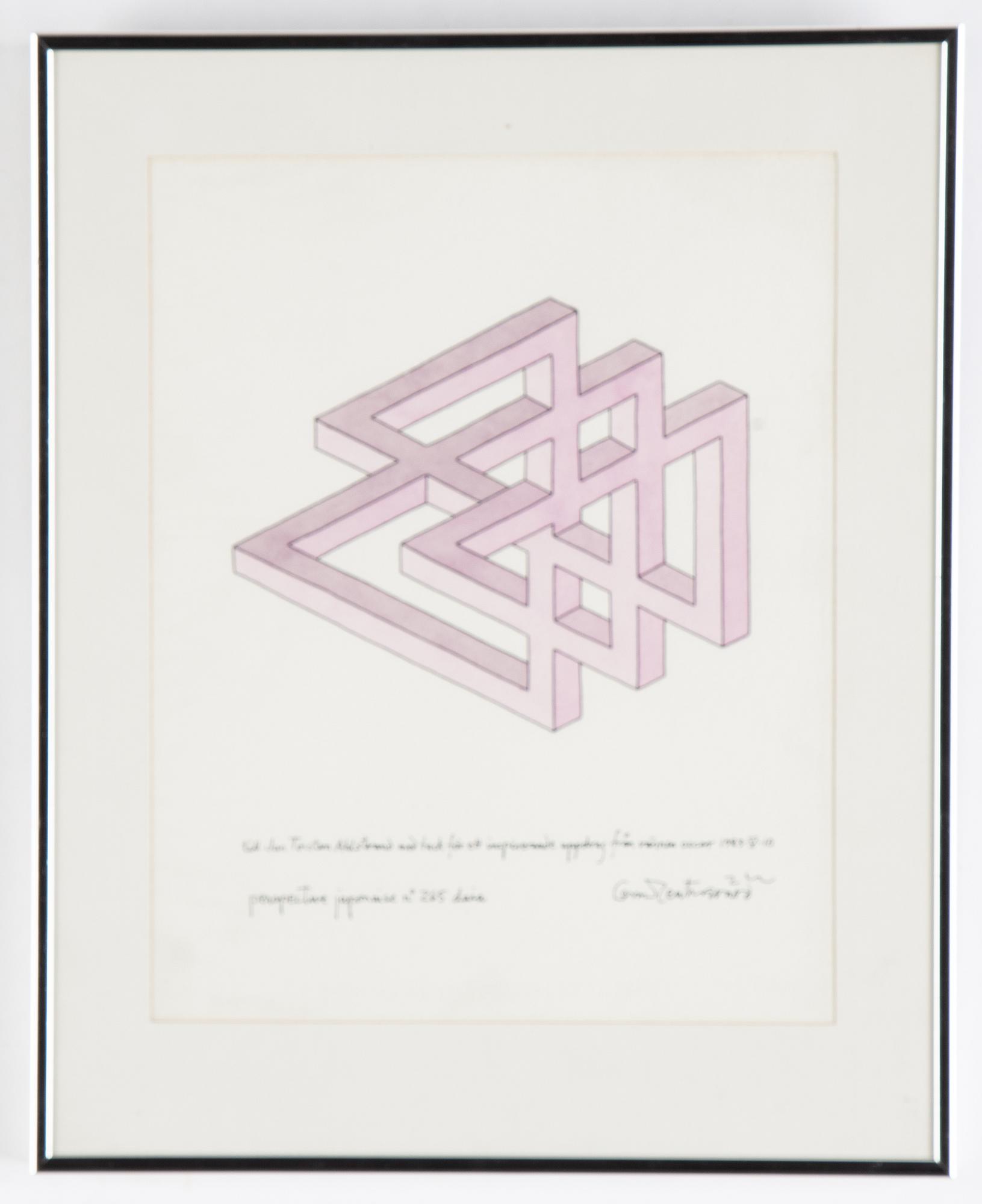 Oscar Reutersvärd, mixed media on paper, signed.