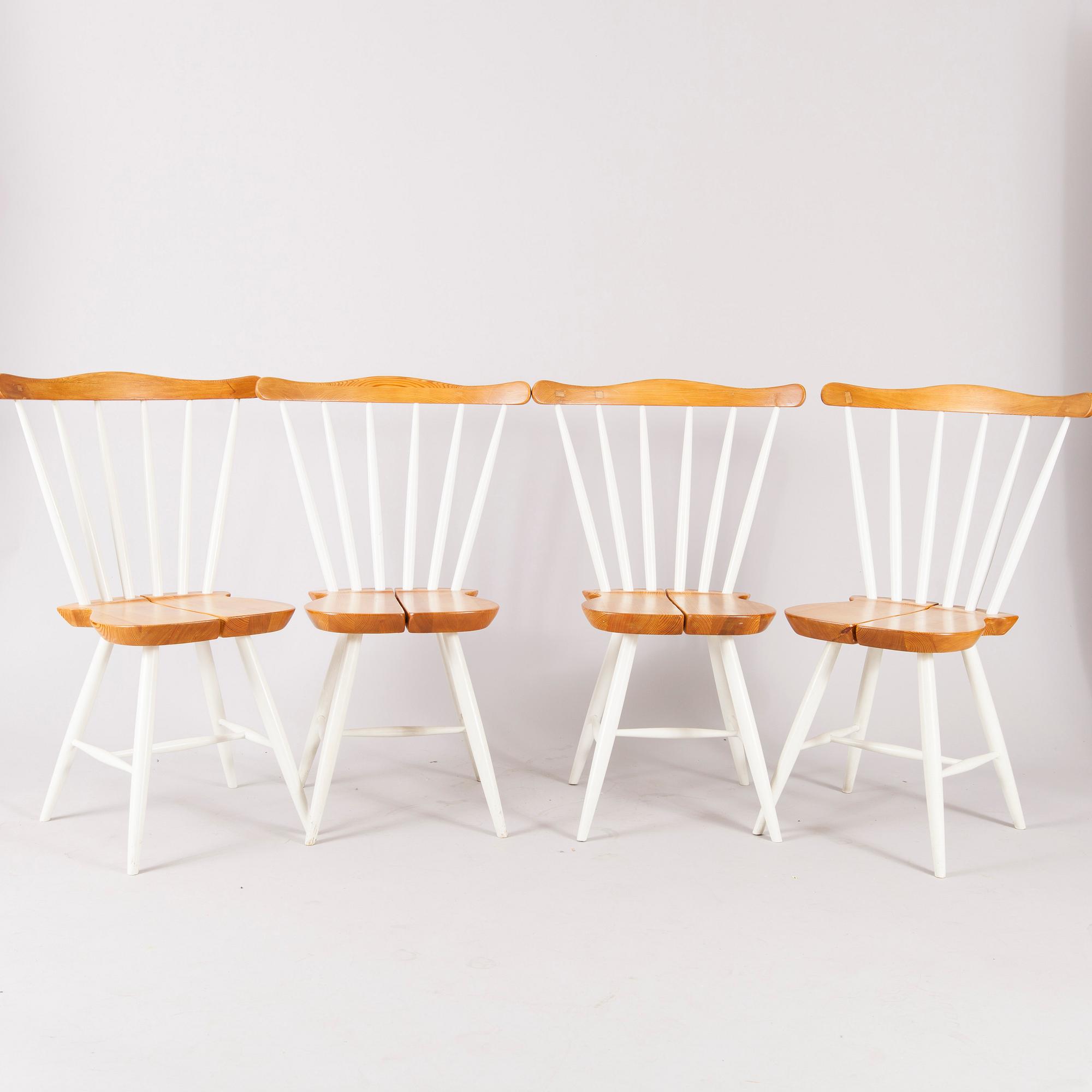 MATBORD och STOLAR, 4 st, "Toholampi" stämplade Ilmari Tapiovaara, Laukaan Puu, 1900-talets senare hälft.