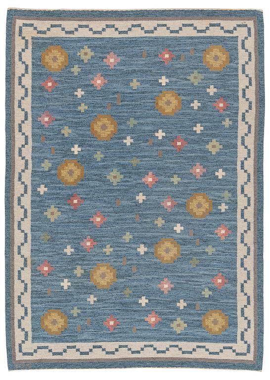 Anna-Greta Sjöqvist, a 'Blomsteräng' carpet, flat weave, c. 240 x 170 cm, signed AGS.