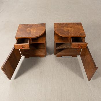 Bedside tables, a pair, Art Deco, first half of the 20th century.