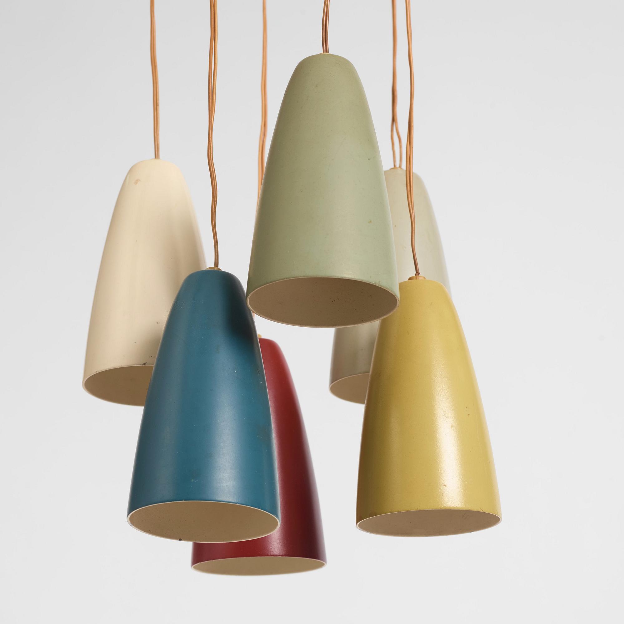 Hans Bergström, taklampa, modell "154/6", ateljé Lyktan, Åhus 1950-tal.