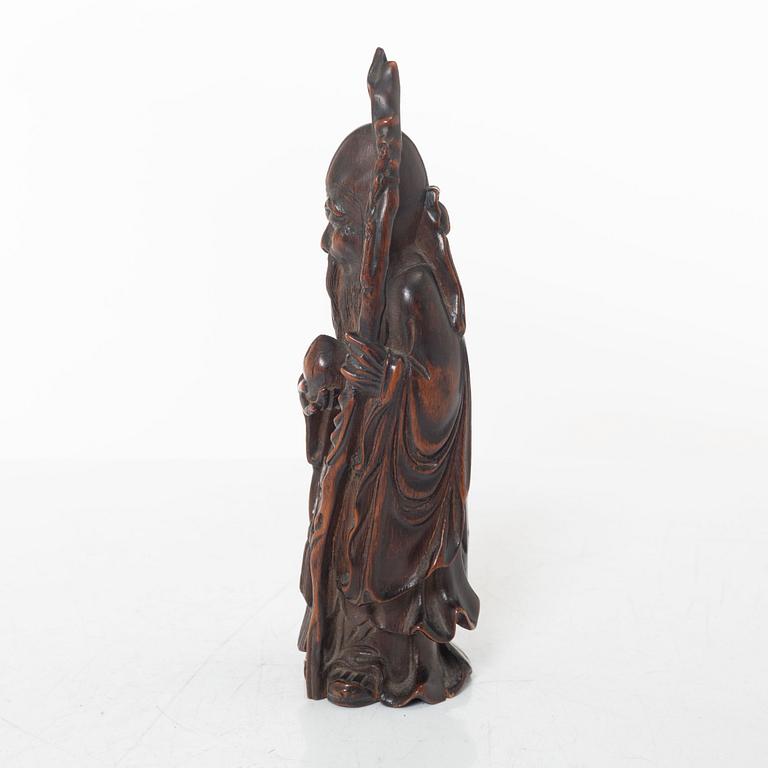 A Chinese Shoulao bamboo figure, Qing dynasty (1644-1912).