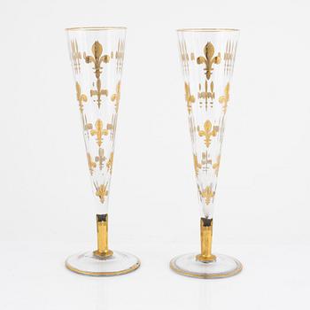 A pair of large glass cups, Germany/Central Europe, 19th century.