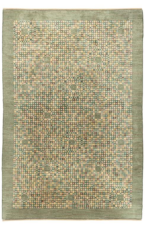 Barbro Nilsson, a carpet, "Bankrabatten grön", knotted pile, ca 441 x 300 cm, signed AB MMF BN.