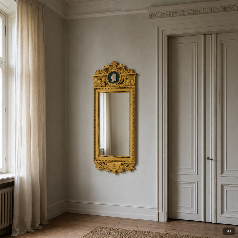 Mirror, Gustavian style, circa the mid-20th century.