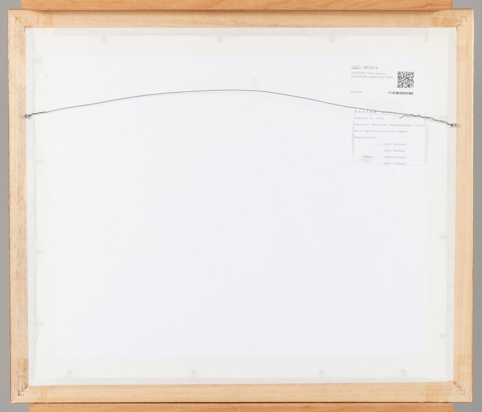 ANNA KAZDAN, gouache, signerad och daterad 2001.