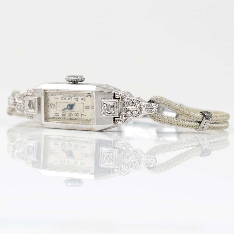 ARMBANDSUR, 14 K vitguld. Totalvikt ca 10 gram.