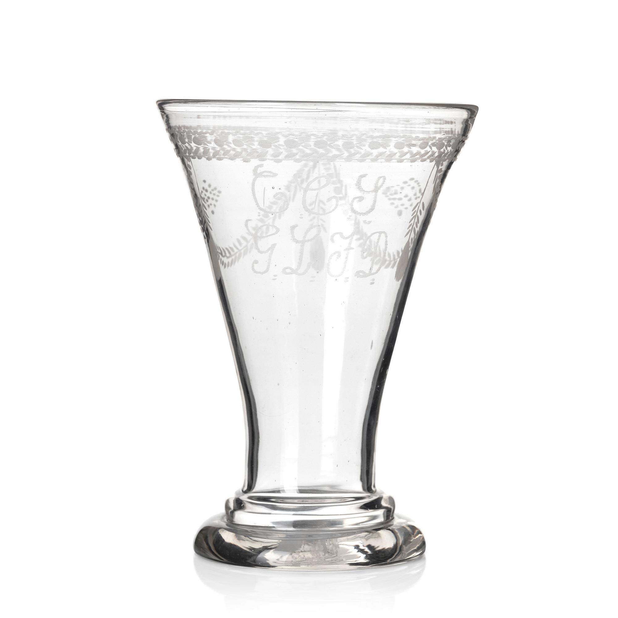 A late Gustavian glass beaker probably from Cedersberg glass manufactory, circa 1800.