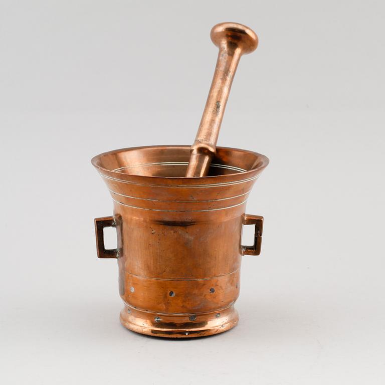 MORTEL MED STÖT, mässing, 1800-tal.