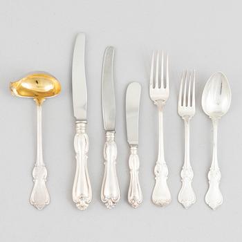 Cutlery service, 63 pieces, silver model Olga, GAB and CG Hallberg, 1960s-70s.