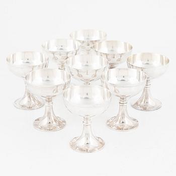 Oscar L. Olausson, nine silver cups, Stockholm, 1947-50.