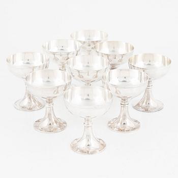 Oscar L. Olausson, nine silver cups, Stockholm, 1947-50.