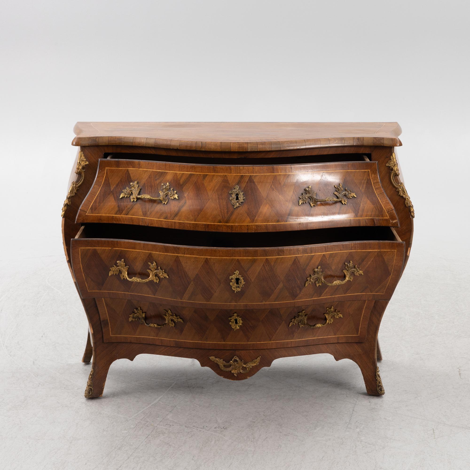A Rococo chest of drawers, 18th century.