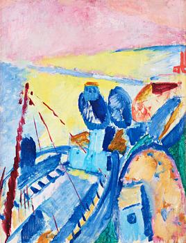 439. Sigrid Hjertén, "Blue barges" (Blå pråmar).