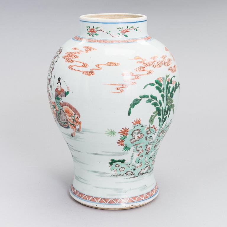 A porcelain vase in Kangxi style from late Qing Dynasty, circa 1800's.