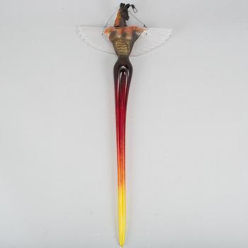 Kjell Engman, glass sculpture, "Watching angels", Kosta Boda, signed.