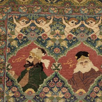 RUG. Semi-antique Tabriz Figural. 185,5 x 138,5 cm.