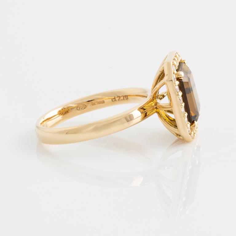 Ring, cocktail ring with tourmaline and brilliant-cut diamonds.