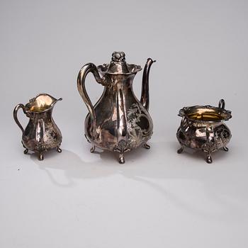 KAFFESERVIS, 3 delar, silver, Kultakeskus Oy, Tavastehus 1936. Totalvikt ca 1512 g.