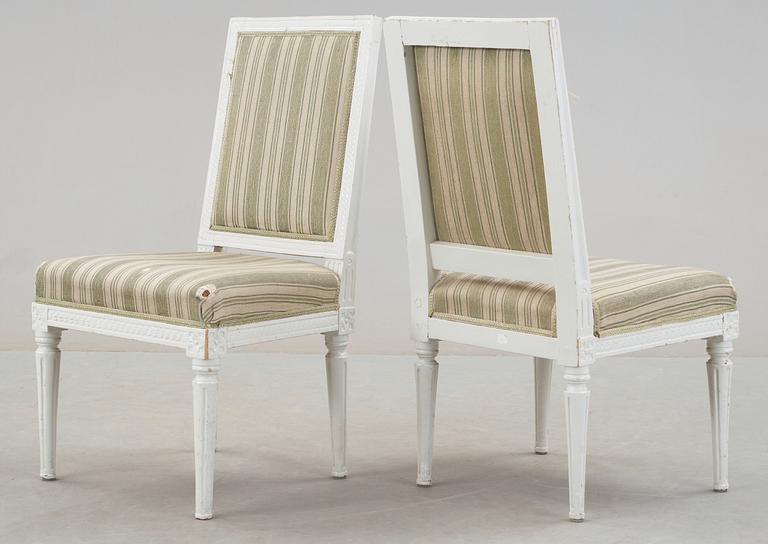 Six Gustavian late 18th century chairs.
