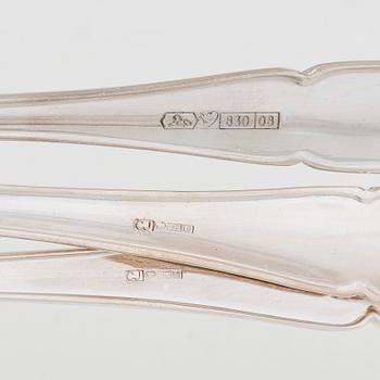 A 48-piece silver cutlery set, "Chippendale", finnish hallmarks.