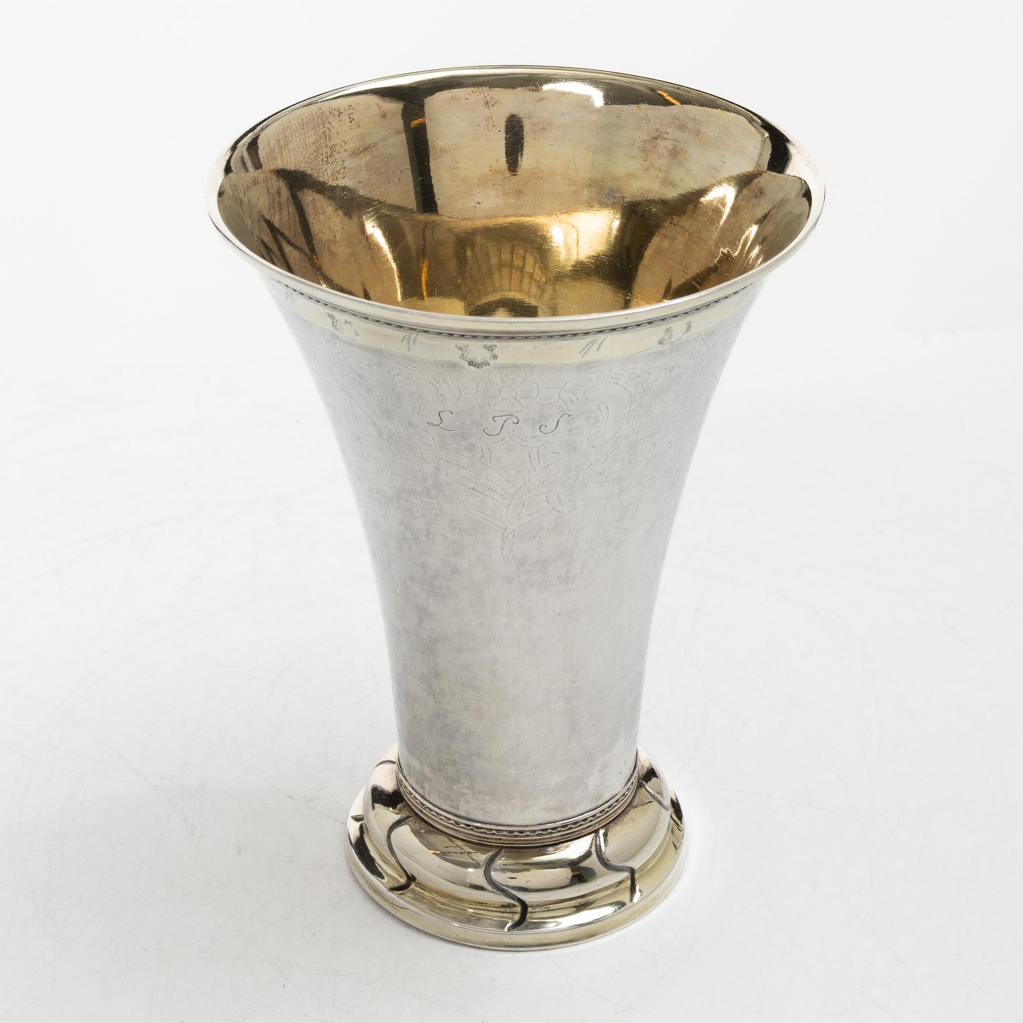 Carl Petter Modin, bägare, delvis förgyllt silver, Sundsvall 1795. Gustaviansk.