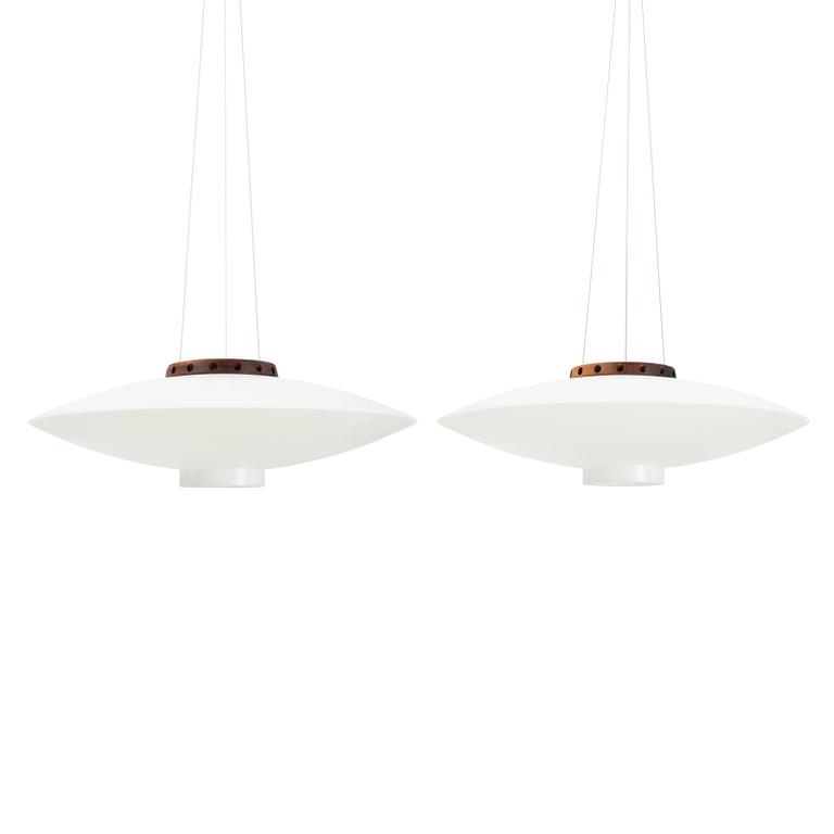 Uno & Östen Kristiansson, a pair of "Ufo", ceiling lamps, Luxus, Vittsjö, 1960-70.