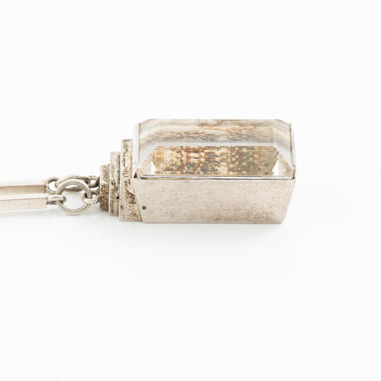 Wiwen Nilsson, a pendant, sterling silver with faceted rock crystal, Lund 1943.