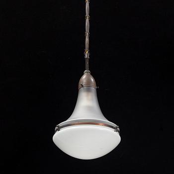 A glass and metall ceiling lamp "Luzette" by Peter Behrens for AEG (Allgemeine Electricitäts-Gesellschaft), Germany.