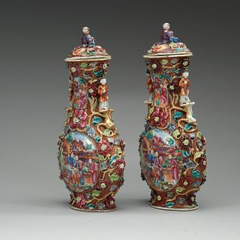 A pair of famille rose vases, Qing dynasty, Qianlong (1736-95).