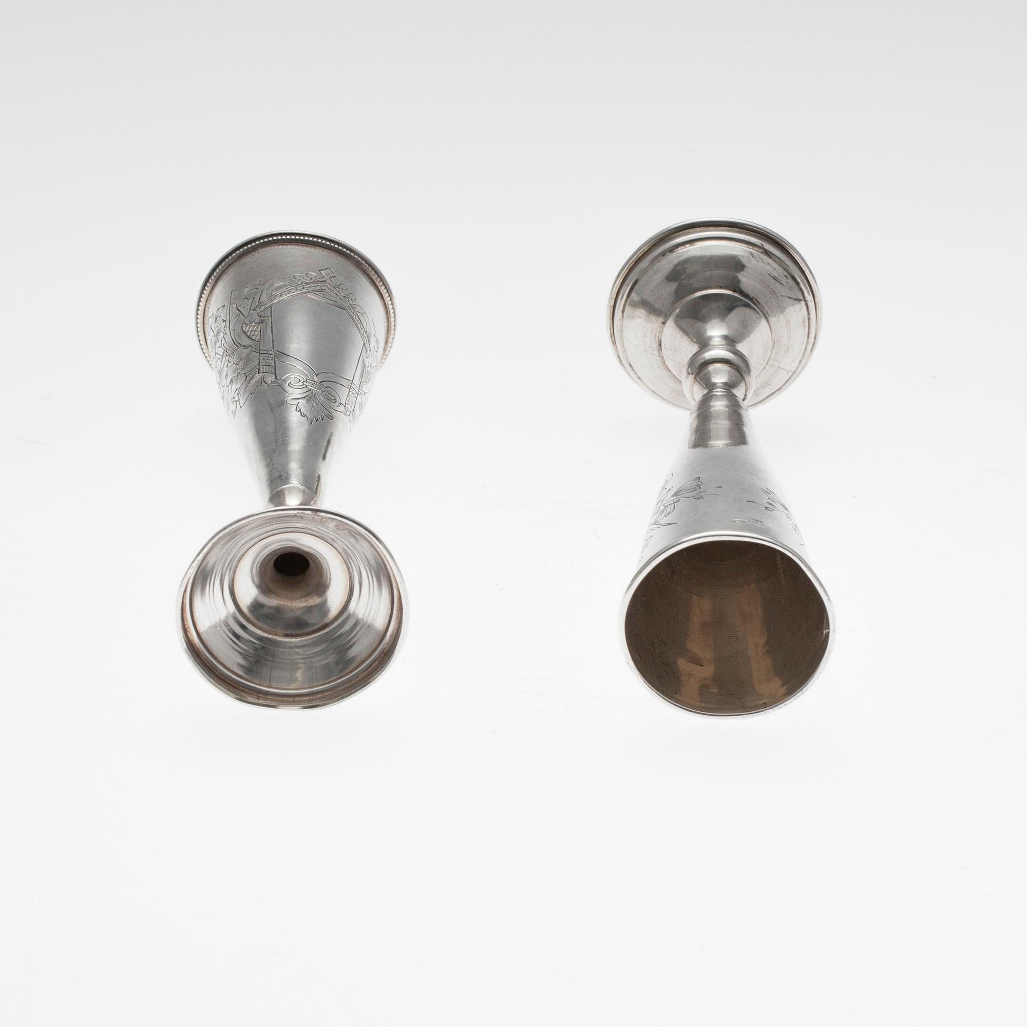 CHAMPAGNEBÄGARE, ett par, silver, Schetinin Ilya Fomich Щетинин Илья Фомич, Moskva, ca 1900. Tot. vikt ca 162 g.