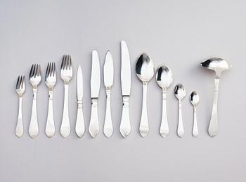 Georg Jensen, bestickuppsättning, 142 delar, "Antik/Continental", Köpenhamn, flest efter 1945, sterling silver och rostfria blad.