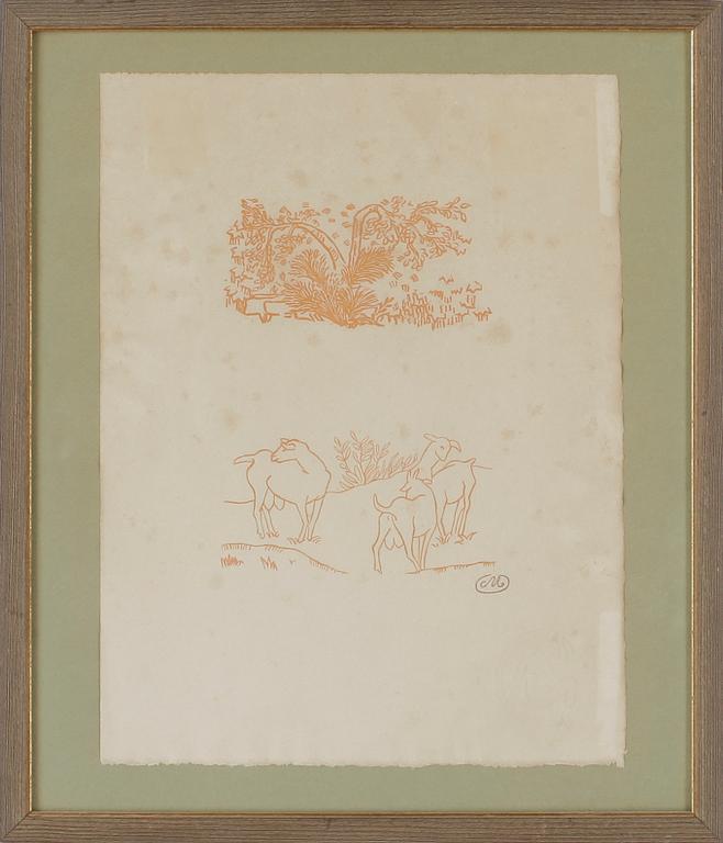 ARISTIDE MAILLOL, färgträsnitt, monogramsign i plåten.