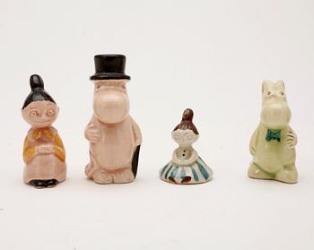 MUMINFIGURER, 6 st, porslin, Berit Ternell för Bobergs Fajansfabrik, Gävle, 1900-talets mitt.