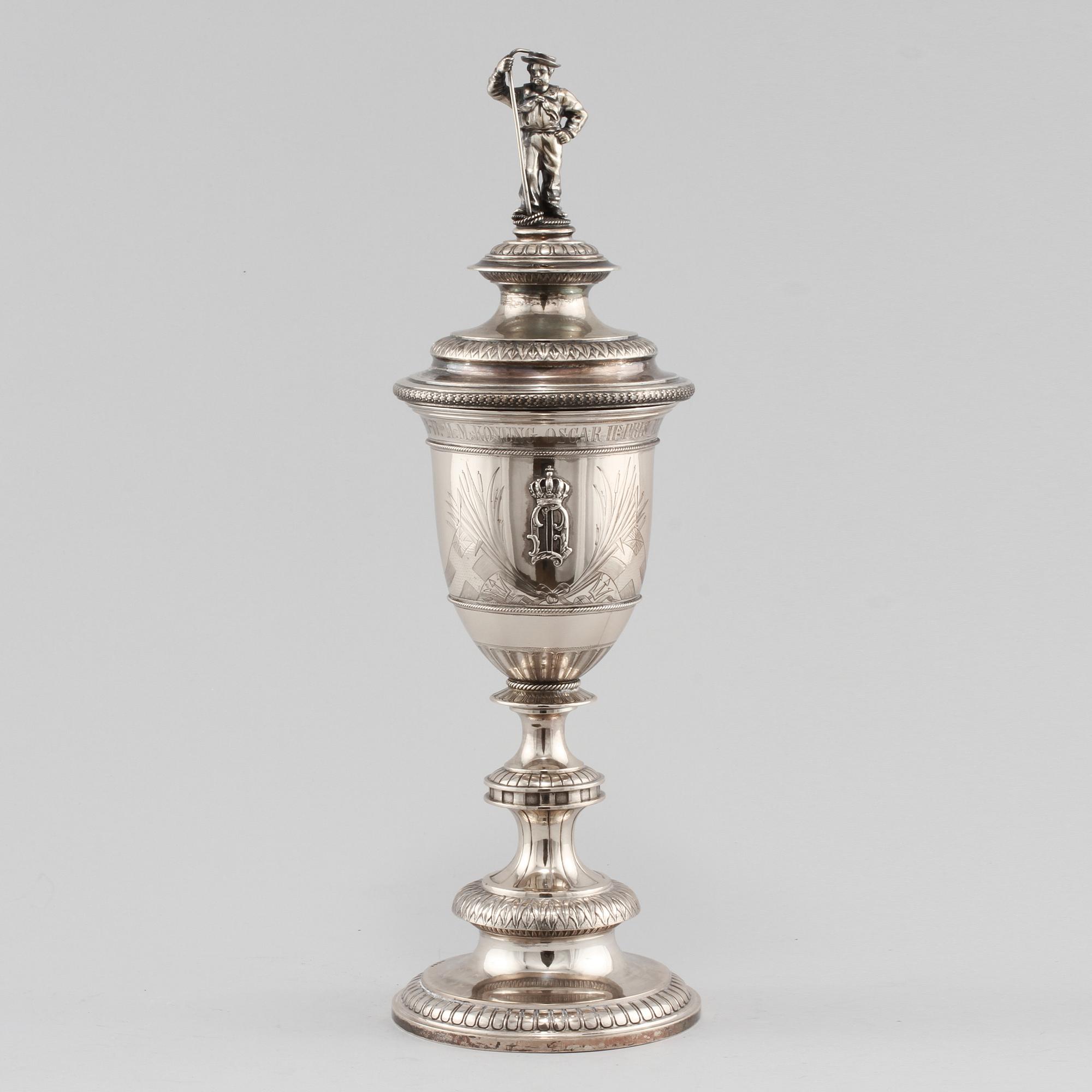 POKAL, silver, Firma Gustav Möllenborg, 1877. Vikt 918 g.