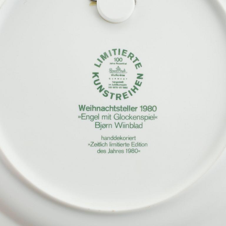 34 porcelain plates by Bjørn Wiinblad, Royal Copenhagen, second half of the 20th century.