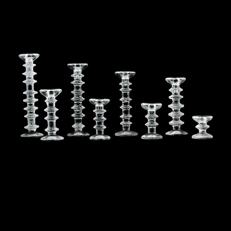 LJUSSTAKAR, 8 st, glas, "Festivo", Timo Sarpaneva, Iittala.